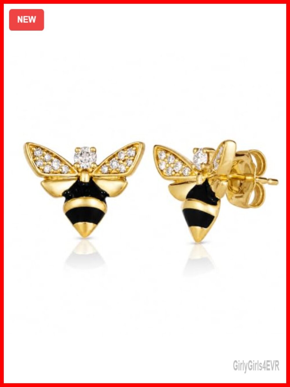 Le Vian 1/4 Carat Diamond Honey Bee Stud Earrings 14k Yellow Gold Push Back